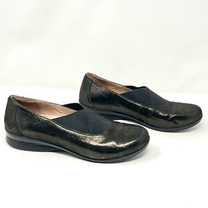 Dansko Anne Black Gold Metallic Slip-On Stretch Band Comfort Shoes EU 40 US 9.5